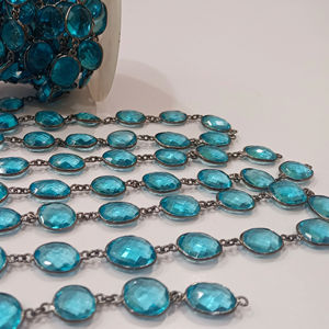 Quartz topaze bleu ciel de forme libre, connecteur à sertir de 12 à 15 mm, chaîne vendue au mètre - Product Image 2
