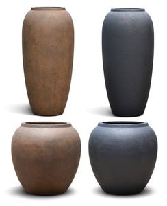 Tall Round Metal <b>Planter</b> Set Indoor Outdoor Decorative Flower Pots <b>Large</b> Garden Plant Containers Rustic Finish Home Decor - Product Image 1