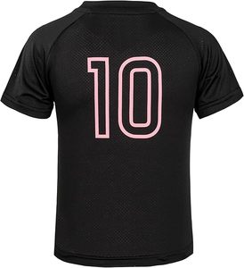 Ensemble de sport à imprimé floral, col en V, noir, rose, motif palmier, short léger en polyester avec numéro 10 - Product Image 3