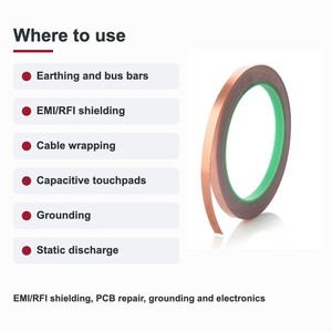 TECHINSTRO เทปทองแดงนำไฟฟ้า 6 มม. x 15 ม. พร้อมกาวนำไฟฟ้าสำหรับป้องกัน EMI ซ่อมแซม PCB สายดิน CFT-006 - Product Image 3