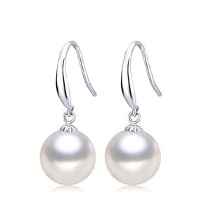 Boucles d'oreilles en argent S925 avec perle d'eau douce de bonne qualité, simples et élégantes, perle ronde élégante, boucles d'oreilles simples et élégantes avec perle ronde - Product Image 2