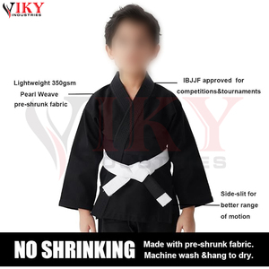 Uniforme de karaté noir personnalisé avec logo OEM ODM, combinaison de taekwondo, kimono de judo pour enfants avec ceinture, prix de gros, uniforme d'arts martiaux pour enfants - Product Image 4