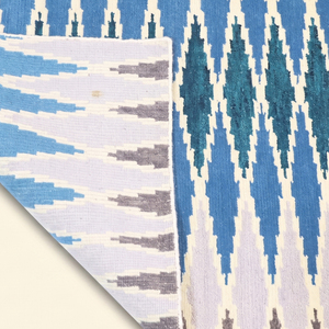 Alfombra DECORDEC Azure Ikat Azul Mostaza, Tejida a Mano, de Lana, Diseño Geométrico de Diamantes Moderno, Antideslizante y Ecológica para Sala de Estar - Product Image 6