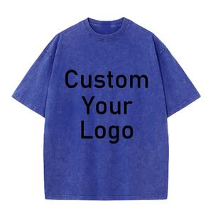 T-shirt en coton délavé 260g, design VIP premium, logo personnalisé, manches courtes, style vintage oversize streetwear pour hommes et femmes - Product Image 3