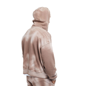Men's Tie Dye Hooded Tracksuit Set Full Length Zipper Casual Loose Fit Autumn Cotton Gradient Color Pants With Side Pockets - Product Image 4