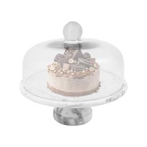 Luxury Marble <b>Cake</b> Dome <b>Stand</b> With <b>Glass</b> Cover Ideal For Serving <b>Cakes</b> Pastries And Desserts In Modern Kitchens - Product Image 5