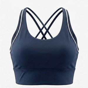 Soutien-gorge de sport DAPHNIA pour femme, couleur unie, dos croisé, col rond, maintien moyen, respirant, haute qualité, pour yoga et entraînement - Product Image 1