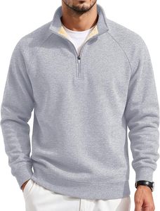 Sweat-shirt tendance pour homme, col montant, fermeture éclair quart de tour, en coton épais, coupe ample et carrée, personnalisable avec logo, OEM, ODM, marque privée - Product Image 5