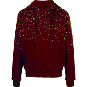 Sweat à capuche zippé en molleton de coton, coupe classique, style streetwear, avec logo en strass et effet délavé vintage, fabrication sur mesure - Product Image 5