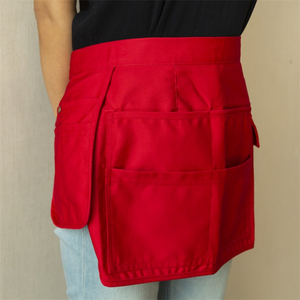 Nouvel Tablier Unisexe Rouge en Coton Tissé 2026 pour Restaurant, Barman, Serveur, Personnel – Uniforme avec Poches – ODM OEM - Product Image 4