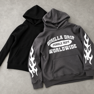 Sudadera con Capucha para Hombre Gorilla Drip, Negra y Gris, 100% Algodón Ecológico, Transpirable, Corte Regular, para Primavera, Sudaderas Personalizadas - Product Image 1