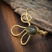 Bague en pierre précieuse labradorite naturelle, plaquée or 18 carats, en laiton, bijoux artisanaux faits à la main, cadeau pour femme pour un anniversaire
