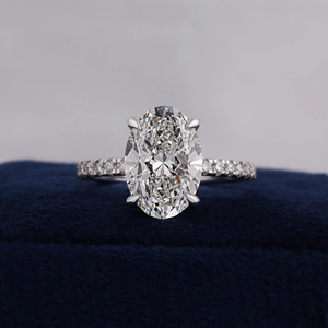 Oval Cut Diamond Engagement Ring White Gold Pave Setting Classic Women's Fine Jewelry - Product Image 1