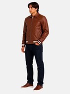 Custom <b>Mens</b> <b>Brown</b> <b>Leather</b> Breathable Winter Varsity <b>Jacket</b> Premium Zip Baseball Bomber Vintage Streetwear Fashion Wholesale OEM - Product Image 4