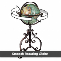 Globe terrestre décoratif de 40 cm avec cadre en métal et base noire solide |   Carte politique géographique pour l'apprentissage des étudiants et la décoration de bureau