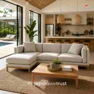 Luxury Modern L Shape Sectional <b>Sofa</b> Solid Wood Frame Premium Fabric Upholstered Living Room <b>Sofa</b> for Villa Hotel Apartment - Product Image 1