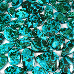 Lot de cabochons en chrysocolle et malachite naturelle Radha Arts, pierres précieuses polies en vrac pour la fabrication de bijoux - Product Image 1