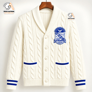 Cardigan pour homme Phi Beta Sigma avec broderie de blason sur le devant, pull d'hiver 100% polyester respirant 14 GG - Product Image 4