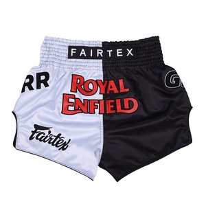 กางเกงมวยไทยแฟร์เท็กซ์รุ่นใหม่ล่าสุด สีขาวดำ แบบสั่งทำพิเศษ สำหรับคิกบ็อกซิ่ง ฝึกซ้อม ยูนิเซ็กซ์ เหมาะสำหรับมวยไทย มวยสากล และศิลปะการต่อสู้แบบผสมผสาน - Product Image 1