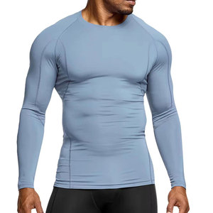 Haut de sport pour homme à manches longues rouge, à séchage rapide, en polyester, anti-UV - Product Image 4