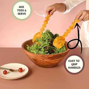 ชุดช้อนส้อมเสิร์ฟสลัด 2 ชิ้น ทำด้วยมืออย่างประณีต วัสดุทองเหลืองและเรซิ่น คุณภาพดีเยี่ยม ด้ามจับเคลือบทอง - Product Image 5