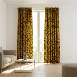 Custom Modern Exotic Jungle Cotton Velvet Curtains 3.5" Rod Pocket Bespoke Sizes Tiger Leopard <b>Safari</b> Prints High Shading - Product Image 6