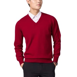 Pull tricoté ample respirant pour homme, col en V, grande taille S-3XL, couleur unie, avec logo frontal, style coréen, idéal pour l'hiver - Product Image 2