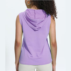 Nueva Camiseta sin Mangas con Capucha para Mujer, Color Sólido, Estilo Urbano, Ajustada, para Verano - Product Image 6