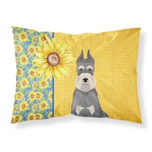 Summer Sunflowers Salt Pepper Schnauzer Taie d'oreiller standard Léger Super Soft Easy Care Decorative Artwork Throw Pillow - Product Image 1