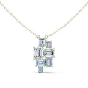 Pendentif en or blanc 14 carats avec émeraude et diamant de laboratoire pour femme |   Vêtements de mariée |   Nouveau diamant cultivé - Product Image 3