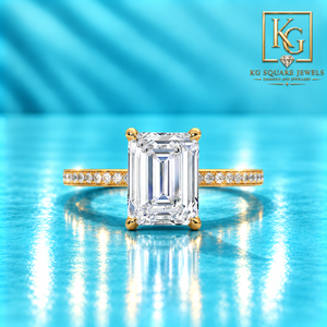 Anillo de Eternidad con Diamante Cultivado en Laboratorio, Corte Esmeralda Radiante, en Oro Amarillo de 14 Quilates, Certificado IGI, Joyería Fina Clásica para Novia - Product Image 1