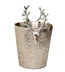 Cubo de Hielo de Aluminio Martillado con Asas de Cabeza de Reno, Enfriador de Vino y Champán de Lujo para Decoración de Hoteles, Bares y Bodas - Product Image 1