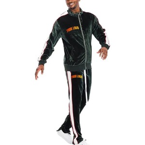 Men's Black <b>Velvet</b> <b>Tracksuit</b> Full Sleeve Zipper Front Sporty Design With Side Pockets Autumn Wear Regular Fit - Product Image 3