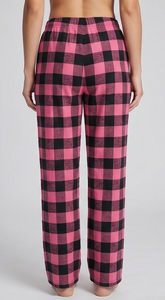 Pantalon de pyjama en flanelle à carreaux pour femme, taille élastique, coupe ample, longueur cheville, 100% coton - Product Image 2