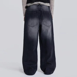 Jeans de Mezclilla para Hombre, Estilo Baggy, Rectos, de Alta Calidad, 100% Algodón, Color Gris Oscuro, Lavado Destroy, Secado Rápido, Personalizados OEM - Product Image 4