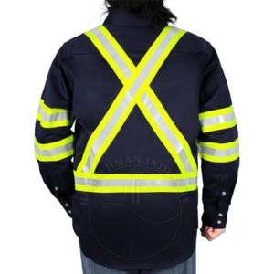 Chemise de sécurité haute visibilité classe 2, réfléchissante, manches longues, vêtements de travail avec bandes jaunes et poches poitrine - Product Image 4