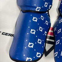Protège-tibias Fairtex sur mesure entièrement imprimés, nouveau modèle bleu, protection professionnelle en cuir pour Muay Thai, Kickboxing et MMA
