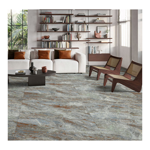 Premium Architectural Marble Effect Tile Blue <b>Grey</b> Stone Look Porcelain Surface Luxury Living Rooms Hotel Lobbies Exporter India - Product Image 1