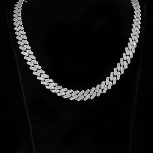 Collier en argent sterling 925 plaqué or rose, avec maillons cubains glacés de 20 mm, serti de moissanite taille brillant, qualité supérieure, personnalisable - Product Image 1