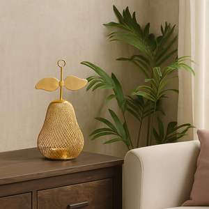 Porte-bougie en métal en forme de poire - Décoration élégante dorée pour la maison, idéale pour Diwali, Noël, anniversaires et mariages - Product Image 3