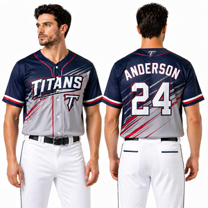 Maillot de baseball personnalisé en gros, marque privée, manches courtes, 100 % polyester, uniforme sportif avec nom et numéro personnalisés - Product Image 1