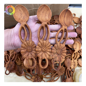 Large Acacia Wood Salad Server <b>Spoons</b> | Elegant Wooden Utensils Set <b>Spoon</b>, Wooden <b>Serving</b> <b>Spoons</b> Set Long Handle Retro Design - Product Image 3
