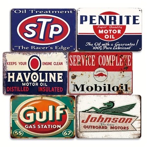 Panneaux en métal rétro vintage avec thèmes de station-service, café expresso, salon de coiffure et garage pour restaurant, bar ou décoration de man cave. - Product Image 3