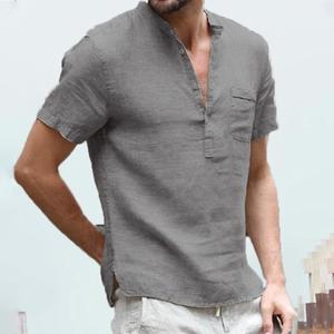 Novedad de verano, camiseta de manga corta para hombre, camiseta informal LED de lino y algodón, camiseta transpirable para hombre, azul marino, talla 3X de EE. UU. - Product Image 6