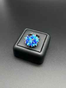 Anillo Ajustable Ojo de Gato Azul Brillante, Hecho a Mano, Chapado en Rodio, Anillo de Moda, Regalo para Mujer - Product Image 6