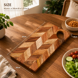 Planche à découper artisanale en bois d'acacia, motif chevron, poignée en bois, épaisseur 1,5 cm, planche de préparation écologique pour la cuisine à domicile - Product Image 3