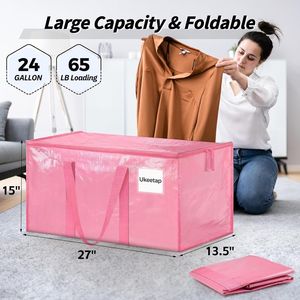 Set di 8 Contenitori di Stoccaggio Rosa Extra Large con Cerniere Resistenti e Maniglie Rinforzate, Scatole per Traslochi Multiuso - Product Image 2