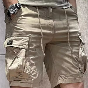 Shorts sportifs pour hommes de haute qualité, décontractés d'été, uni, rétro américain, multi-poches, séchage rapide, toile de coton, personnalisable, vêtements d'extérieur - Product Image 1