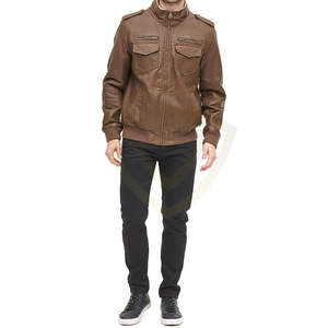 แจ็คเก็ตหนังคุณภาพพรีเมียม ราคาขายส่ง OEM ออกแบบตามสั่ง ขายออนไลน์ แจ็คเก็ตหนังแท้สำหรับผู้ชาย - Product Image 2