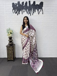 Sari en soie traditionnel pour femmes avec imprimé floral bleu, tissu satiné imprimé numériquement, Inde, Pakistan, usage quotidien, toutes saisons - Product Image 2